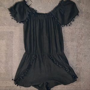 Black Pom Pom Romper